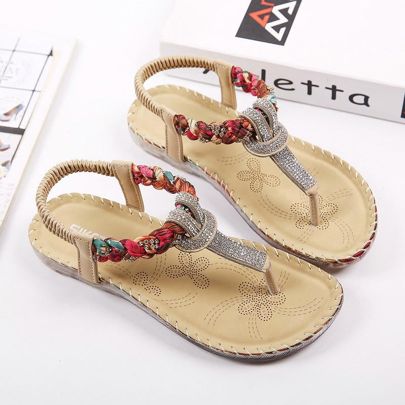 Summer Sandals Women T-Strap Flip Flops Thong Sandals Designer Elastic Ladies Sandal Shoes Cover New