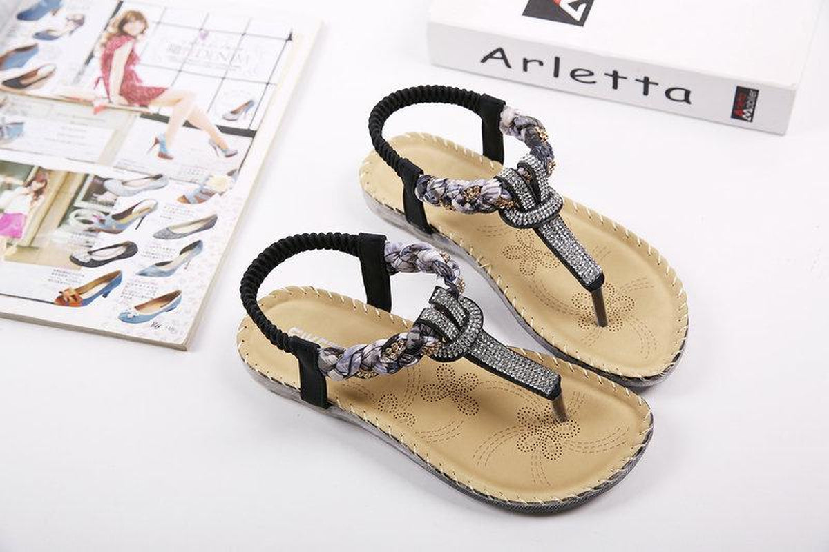 Summer Sandals Women T-Strap Flip Flops Thong Sandals Designer Elastic Ladies Sandal Shoes Cover New