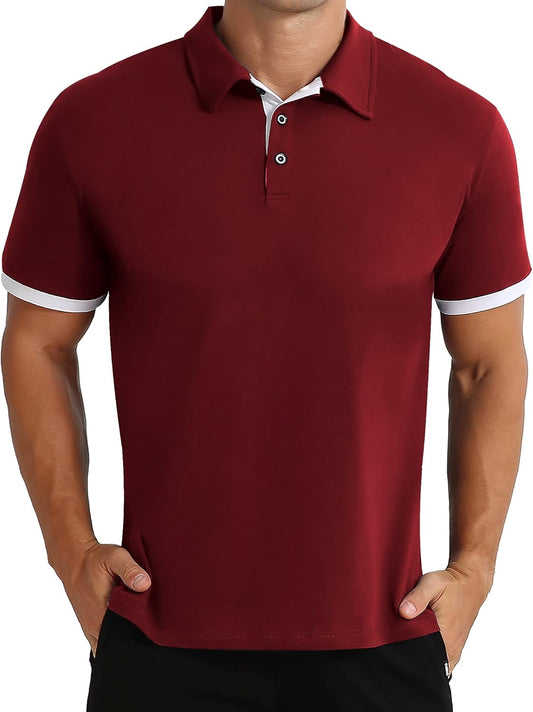 Mens Short&Long Sleeve Polo Shirt Casual Slim Fit Polo Tee Basic Designed Cotton Shirt for Man