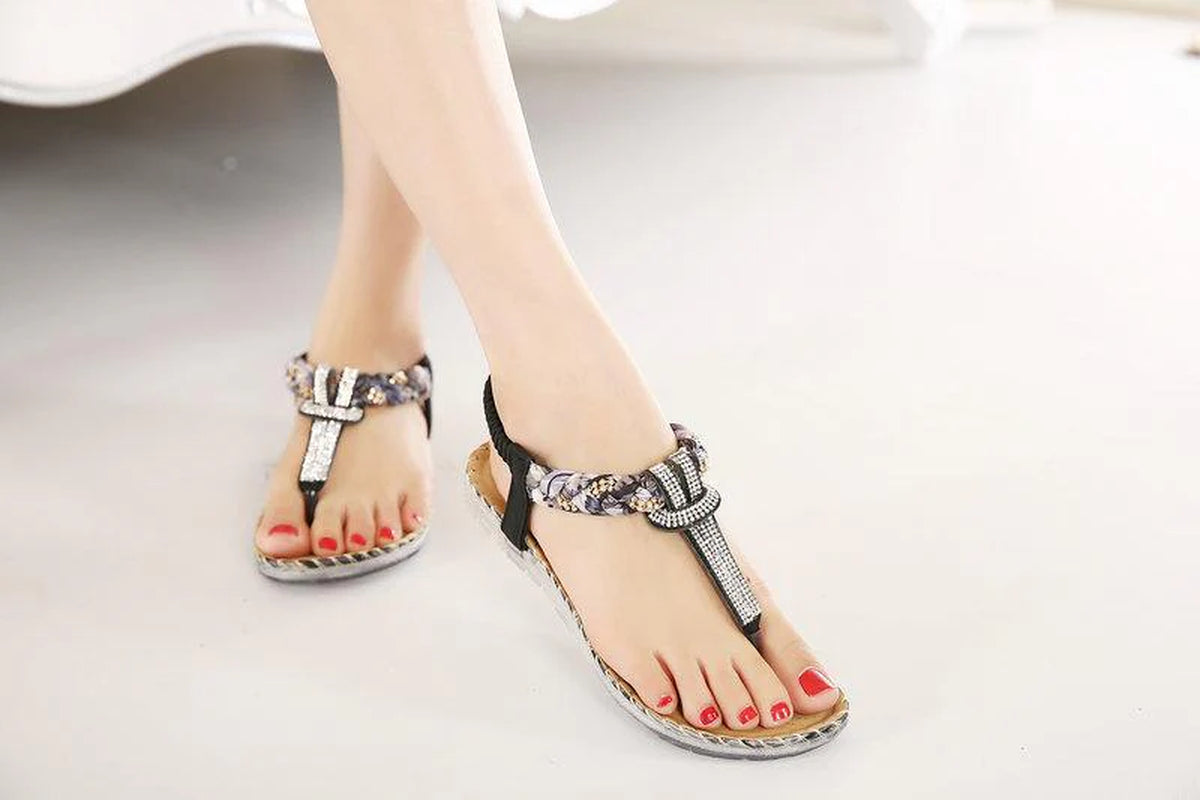 Summer Sandals Women T-Strap Flip Flops Thong Sandals Designer Elastic Ladies Sandal Shoes Cover New